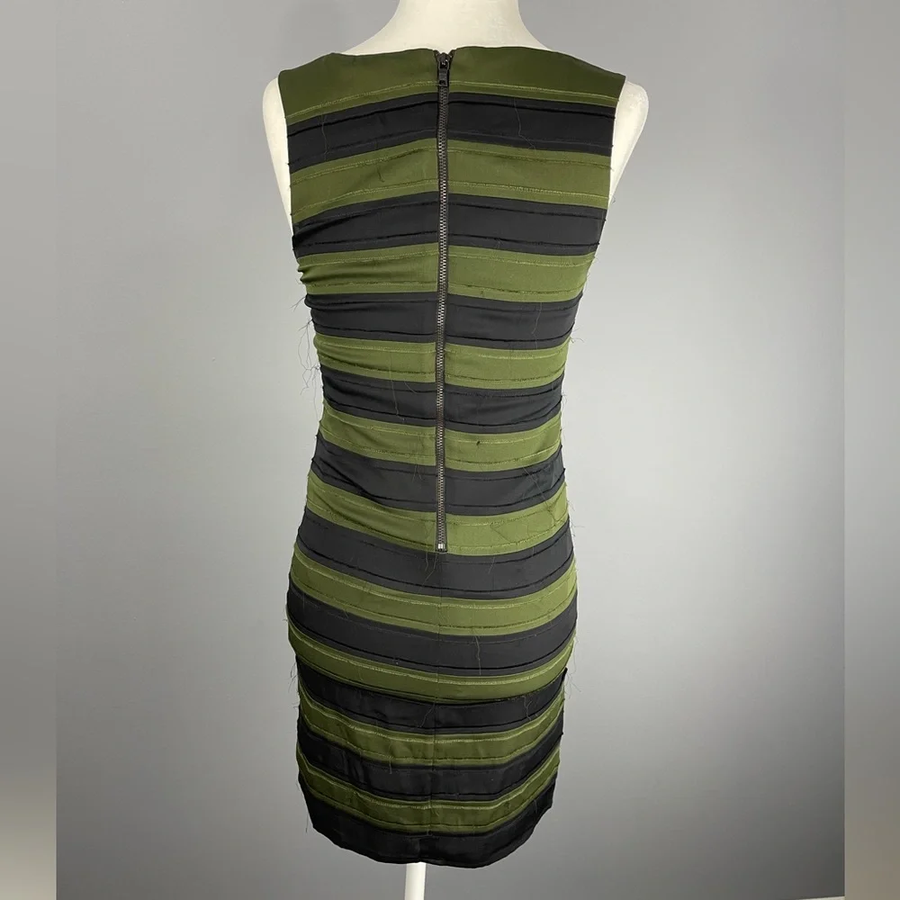 ALICE + OLIVIA • Black & Olive Green Tank Dress Zipper in back Size 4 Dressy - Picture 6 of 8